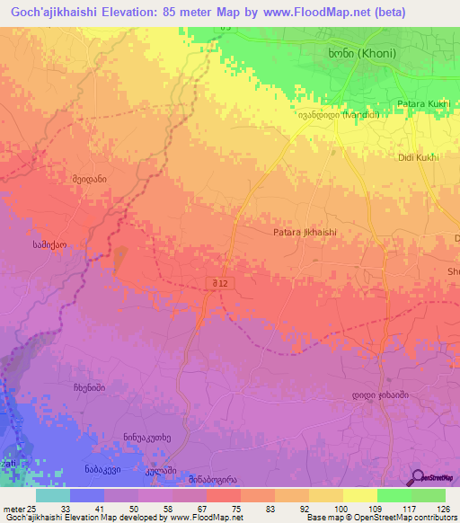 Goch'ajikhaishi,Georgia Elevation Map