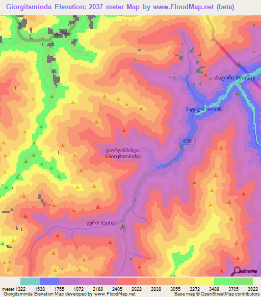 Giorgitsminda,Georgia Elevation Map