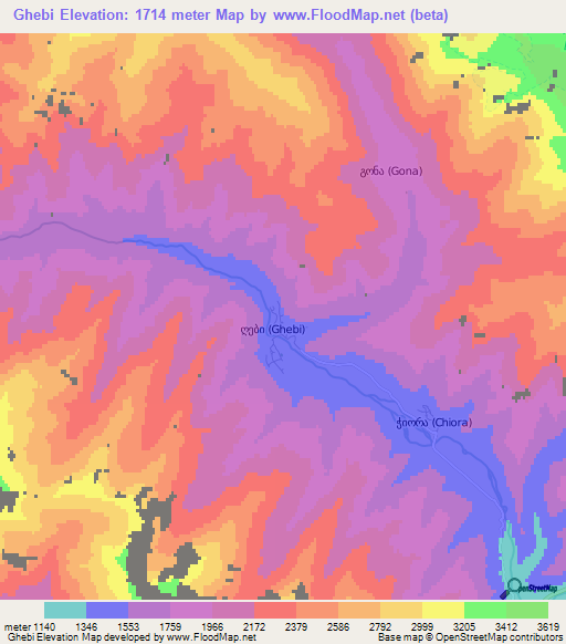 Ghebi,Georgia Elevation Map