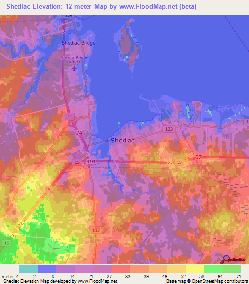 Elevation of Shediac,Canada Elevation Map, Topography, Contour