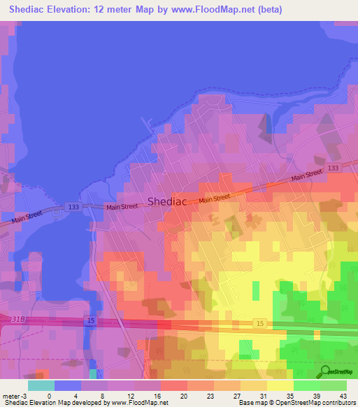Elevation of Shediac,Canada Elevation Map, Topography, Contour