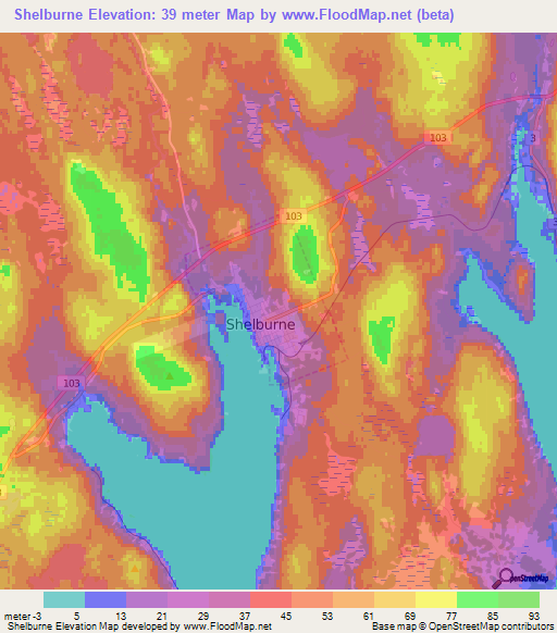 Shelburne,Canada Elevation Map
