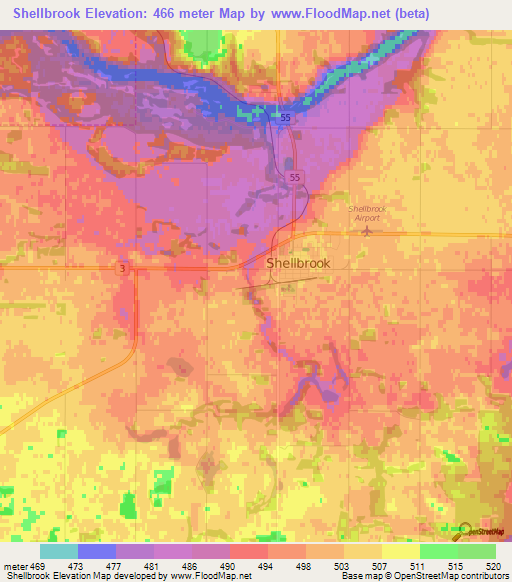 Elevation of Shellbrook,Canada Elevation Map, Topography, Contour