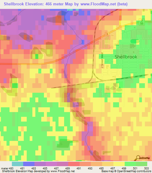 Elevation of Shellbrook,Canada Elevation Map, Topography, Contour