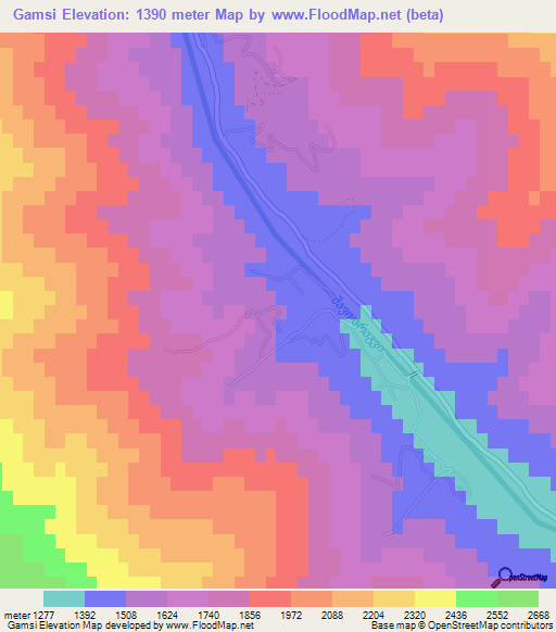 Gamsi,Georgia Elevation Map