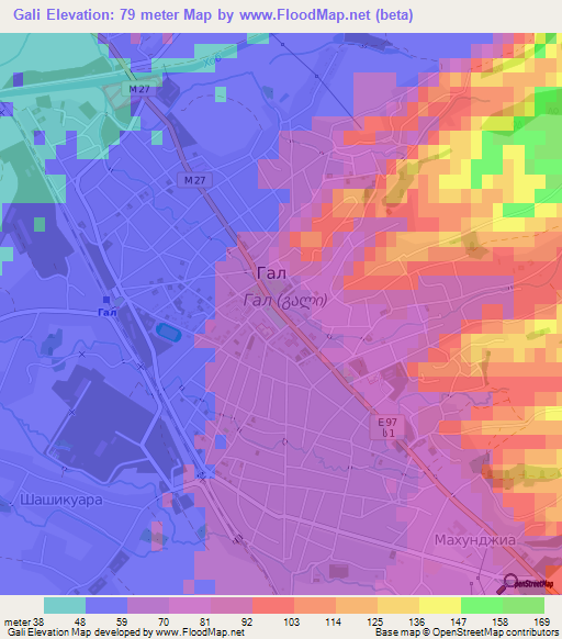 Gali,Georgia Elevation Map