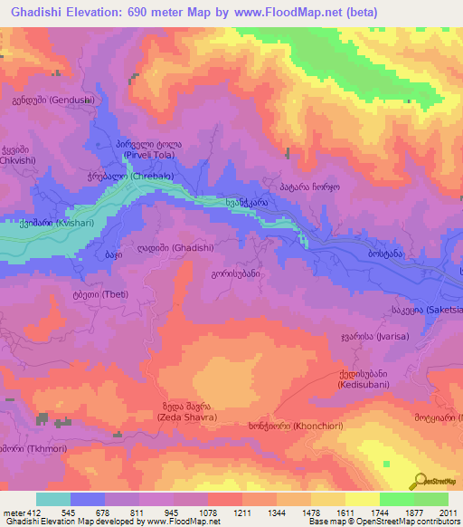 Ghadishi,Georgia Elevation Map