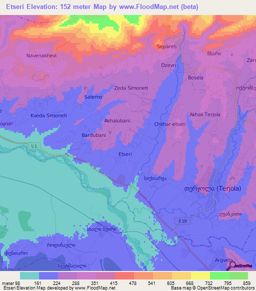 Etseri,Georgia Elevation Map