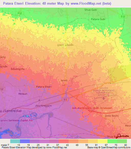 Patara Etseri,Georgia Elevation Map