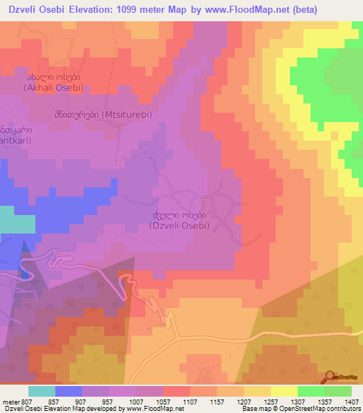 Dzveli Osebi,Georgia Elevation Map