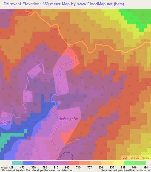 Dzirovani,Georgia Elevation Map