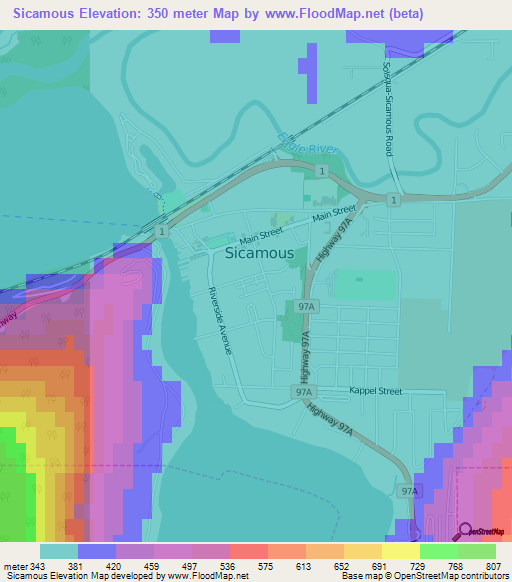 Sicamous,Canada Elevation Map
