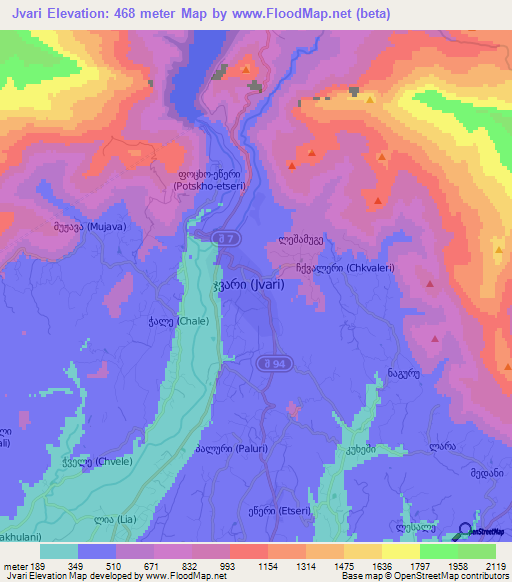 Jvari,Georgia Elevation Map