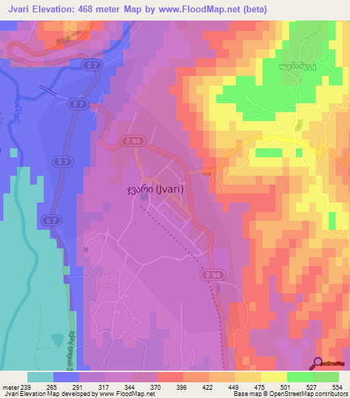 Jvari,Georgia Elevation Map