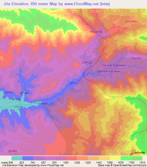 Jria,Georgia Elevation Map