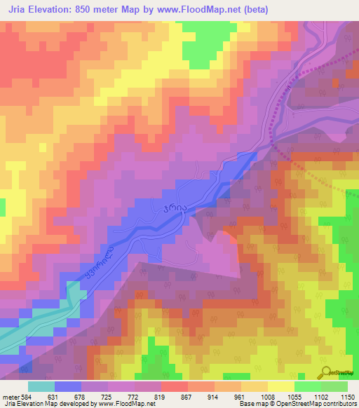 Jria,Georgia Elevation Map