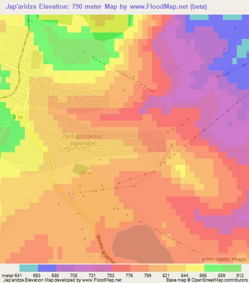 Jap'aridze,Georgia Elevation Map