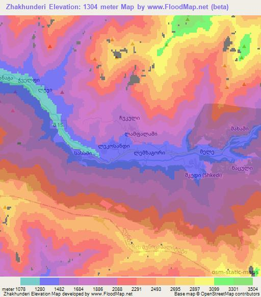 Zhakhunderi,Georgia Elevation Map