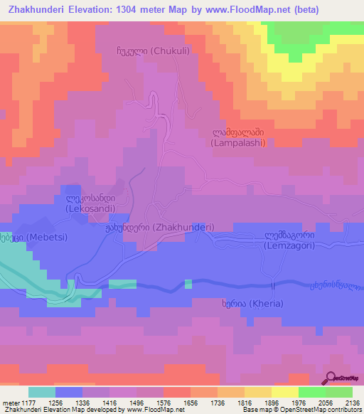 Zhakhunderi,Georgia Elevation Map