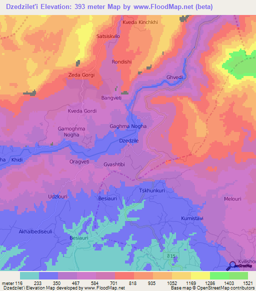 Dzedzilet'i,Georgia Elevation Map