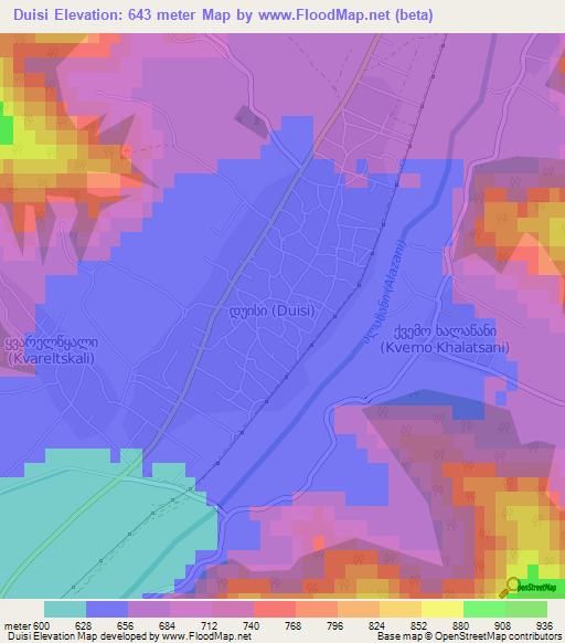 Duisi,Georgia Elevation Map