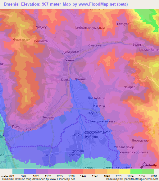 Dmenisi,Georgia Elevation Map