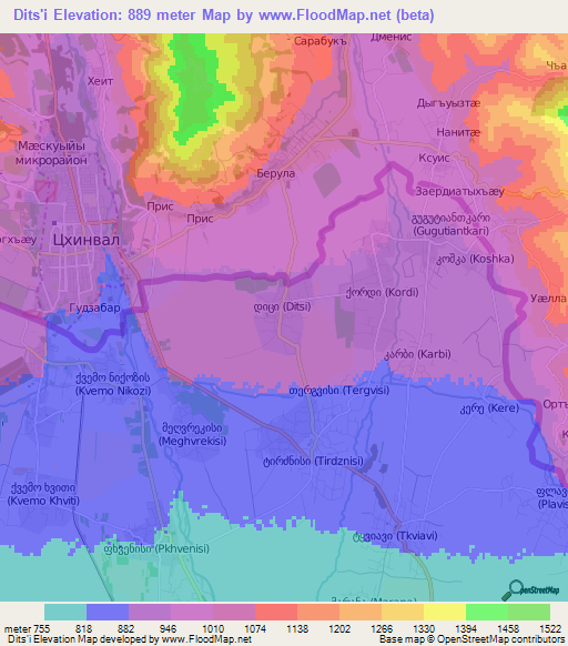 Dits'i,Georgia Elevation Map