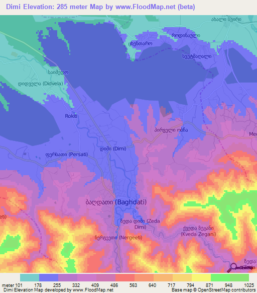 Dimi,Georgia Elevation Map