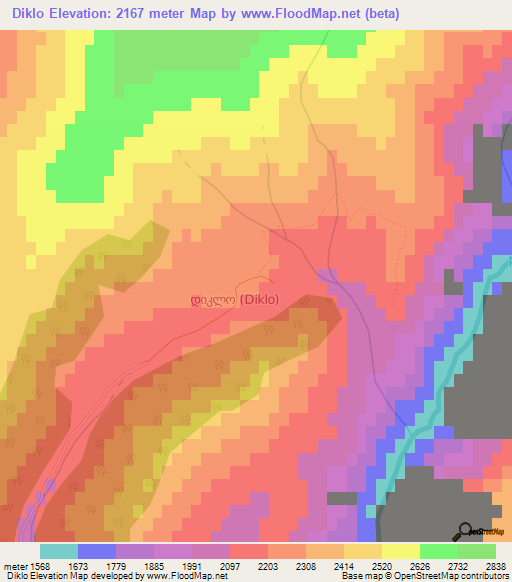 Diklo,Georgia Elevation Map
