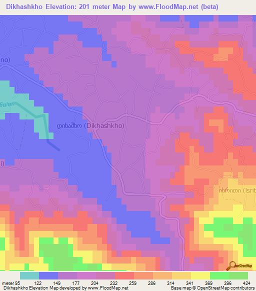 Dikhashkho,Georgia Elevation Map