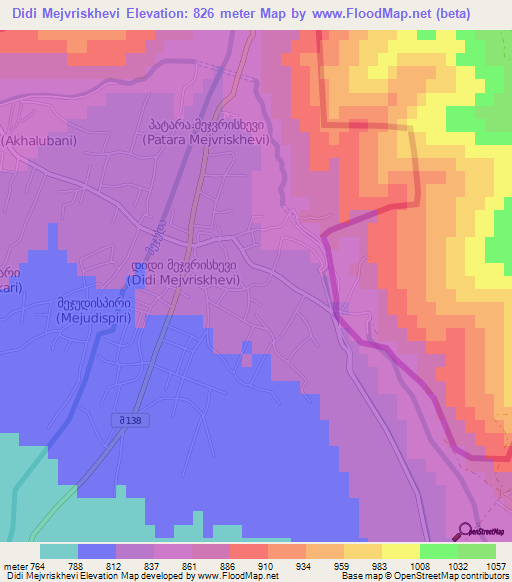 Didi Mejvriskhevi,Georgia Elevation Map