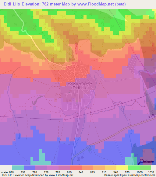 Didi Lilo,Georgia Elevation Map