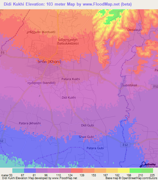 Didi Kukhi,Georgia Elevation Map