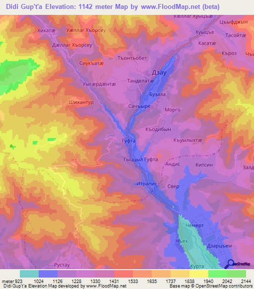Didi Gup't'a,Georgia Elevation Map