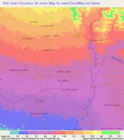 Didi Gubi,Georgia Elevation Map