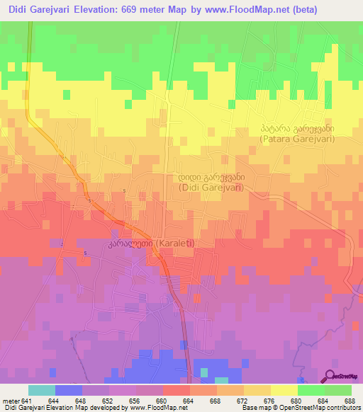 Didi Garejvari,Georgia Elevation Map