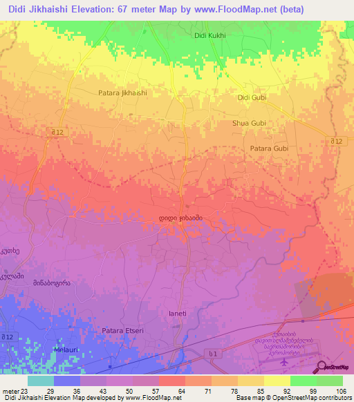 Didi Jikhaishi,Georgia Elevation Map