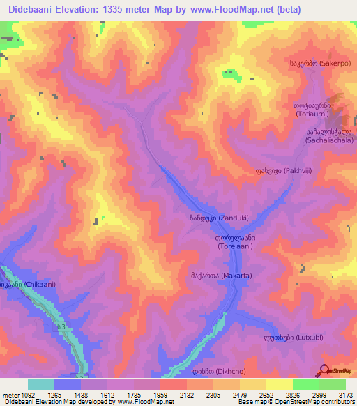 Didebaani,Georgia Elevation Map