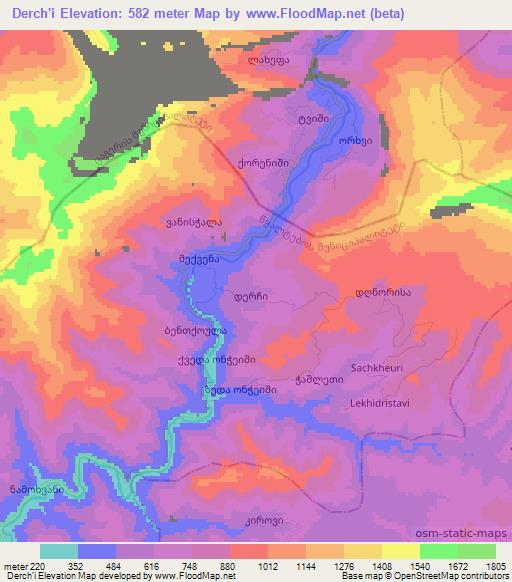 Derch'i,Georgia Elevation Map