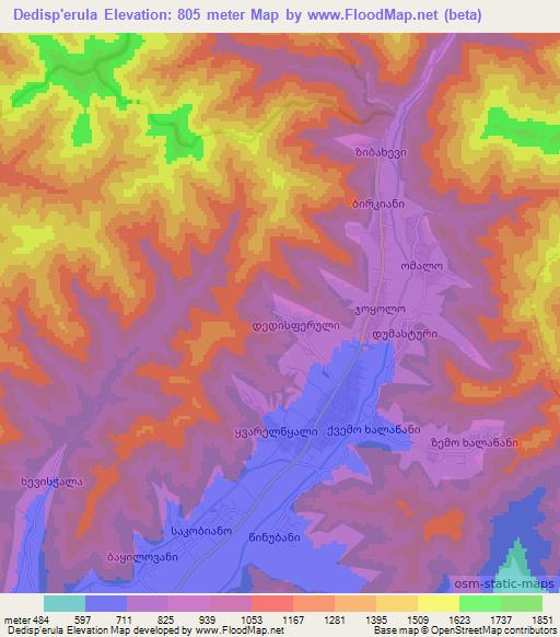 Dedisp'erula,Georgia Elevation Map