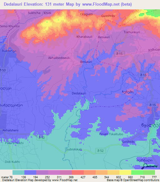 Dedalauri,Georgia Elevation Map