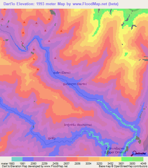 Dart'lo,Georgia Elevation Map