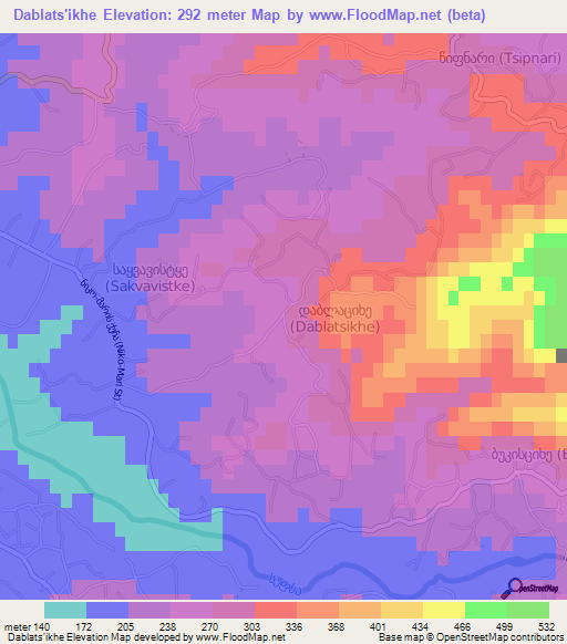 Dablats'ikhe,Georgia Elevation Map
