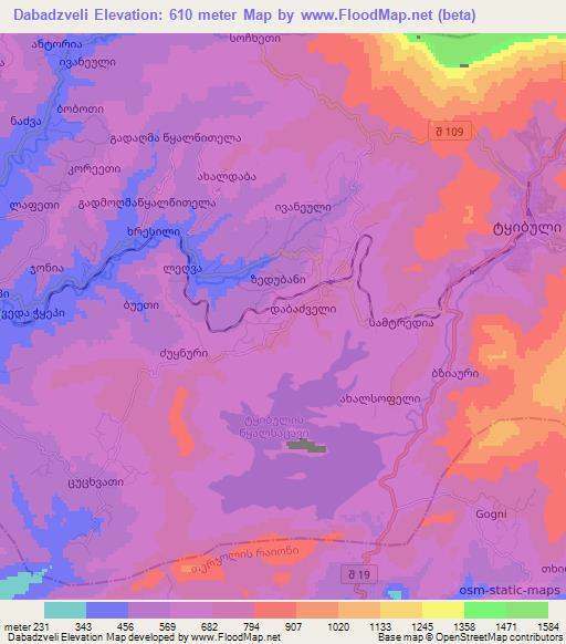 Dabadzveli,Georgia Elevation Map