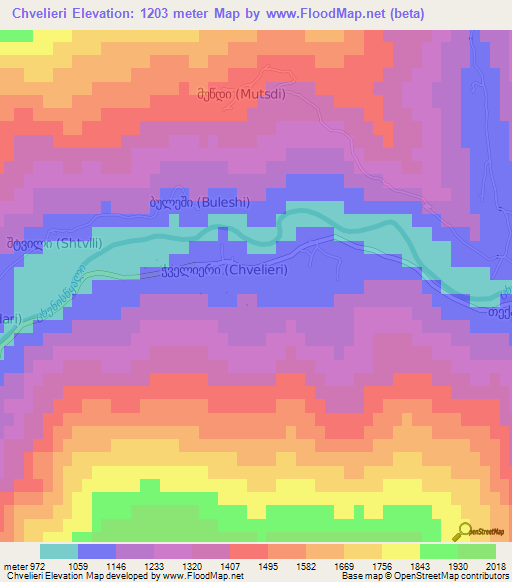 Chvelieri,Georgia Elevation Map