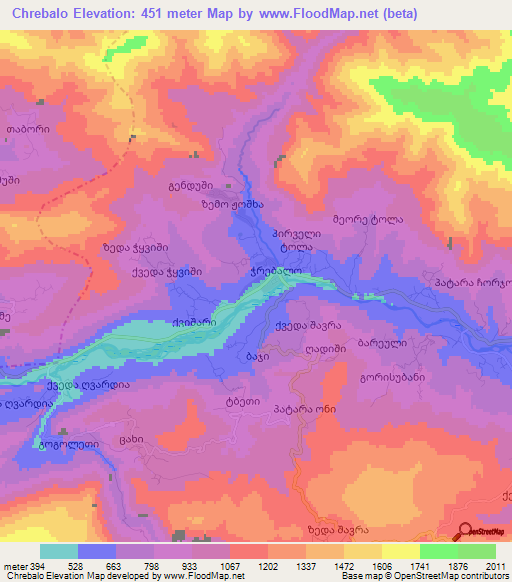 Chrebalo,Georgia Elevation Map