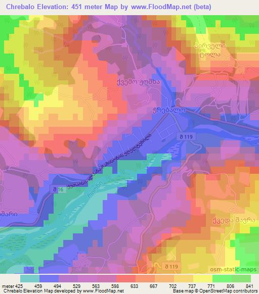 Chrebalo,Georgia Elevation Map