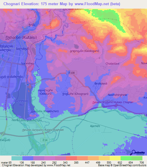 Chognari,Georgia Elevation Map