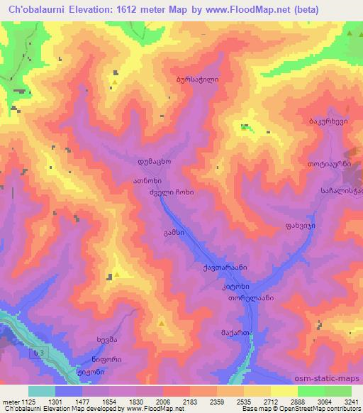 Ch'obalaurni,Georgia Elevation Map