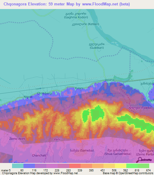 Chqonagora,Georgia Elevation Map